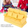 Luqeeg Dollhouse Furniture, 1:12 Scale Miniature Sofa, Doll House Mini Sofa with 3pcs Pillow Wooden Doll House Decoration Accessories Mini Furniture for Dollhouse Living Room (Yellow) view 3
