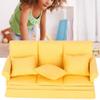 Luqeeg Dollhouse Furniture, 1:12 Scale Miniature Sofa, Doll House Mini Sofa with 3pcs Pillow Wooden Doll House Decoration Accessories Mini Furniture for Dollhouse Living Room (Yellow) view 4