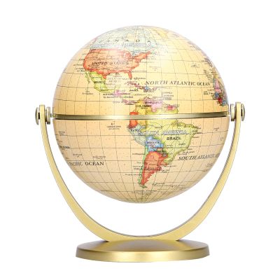 Mini World Map Globe, Desktop Rotating Earth Geography Globe Teaching Tool Modern Decoration (196g) English Edition 13cm X 10cm