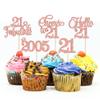 Gyufise 30Pcs 21st Birthday Cupcake Toppers Hello 21 Cupcake Picks 2005 Cupcake Topper for Happy 21st Birthday Anniversary Party Cake Decorations Supplies Rose Gold view 1