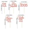 Gyufise 30Pcs 21st Birthday Cupcake Toppers Hello 21 Cupcake Picks 2005 Cupcake Topper for Happy 21st Birthday Anniversary Party Cake Decorations Supplies Rose Gold view 2