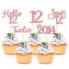 Gyufise 30 Pack Rose Gold Glitter 12th Birthday Cupcake Toppers Hello Sweet 12 Twelve Since 2013 Cupcake Picks for 12th Birthday Party Cake Decorations Supplies view 1