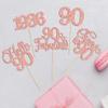 Gyufise 30Pcs 90th Birthday Cupcake Toppers 90 Fabulous Cupcake Picks Cheers to 90 1935 Cake Decorations for Happy 90th Birthday Wedding Anniversary Party Decoration Supplies Rose Gold view 3