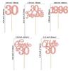 Gyufise 30Pcs 30th Birthday Cupcake Toppers Glitter Hello 30 Cupcake Topper Cheers to 30 1996 Thirty Cupcake Picks for Happy 30th Birthday Anniversary Party Cake Decorations Rose Gold view 2