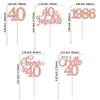Gyufise 30Pcs 40th Birthday Cupcake Toppers 40 Fabulous Cupcake Picks Cheers to 40 1985 Cake Decorations for Happy 40th Birthday Wedding Anniversary Party Decoration Supplies Rose Gold view 2