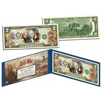 American Civil WAR Battle of New Orleans Uncirculated Two Dollar Bill Special Edition Collectible Display Holder and Certificate