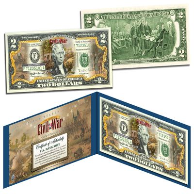 American Civil WAR Battle of Antietam Uncirculated Two Dollar Bill Special Edition Collectible Display Holder and Certificate