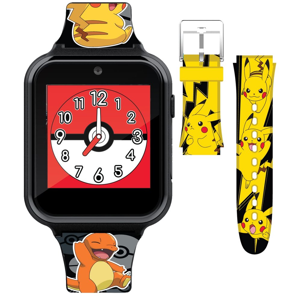 Pokmon Interactive Kids Smartwatch with Touchscreen, Interchangeable Pikachu & Friends Straps, Built-in Camera, Alarm, Stopwatch, Calculator, and 10 Watch Faces - Fits Wrists 5.5"-8"