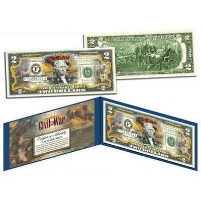 American Civil WAR Battle of Fort Sumter Uncirculated Two Dollar Bill Special Edition Collectible Display Holder and Certificate