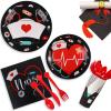 Yisong 168 Pcs Nurse Graduation Party Decorations, Doctor Medical Birthday Tableware Set 24 Guests Dinner Dessert Plates Cups Napkins for Doctors Day Nursing School Office Party Supplies(Black) view 3