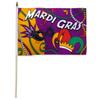 Mardi Gras Party 12x18 Stick Flags - One Dozen Pack - Mardi Gras Party Flags Pack of 12 view 1