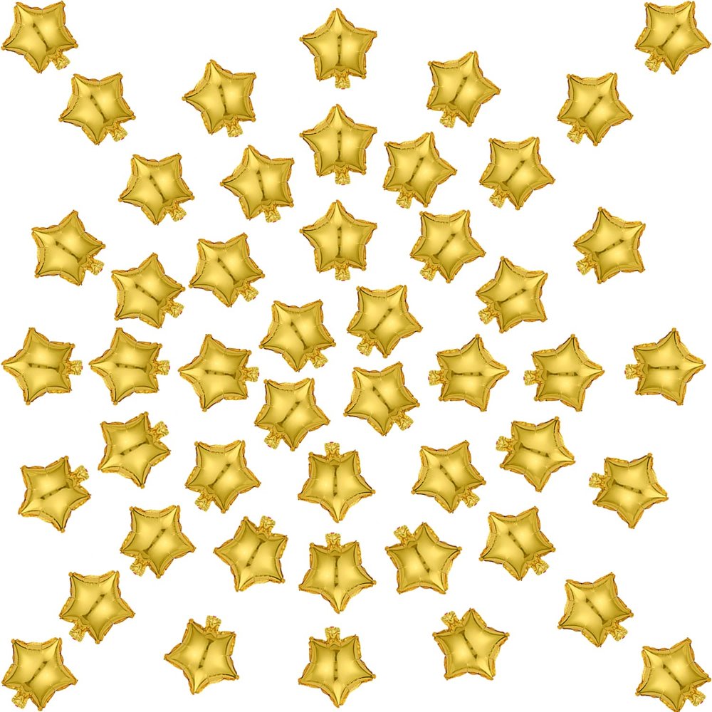 100Pcs 5'' Star Foil Balloons Five-Pointed Star Shape Balloons for Birthday Party Wedding Baby Shower, Gender Reveal, birthday or Engagement Party Decoration (Gold)