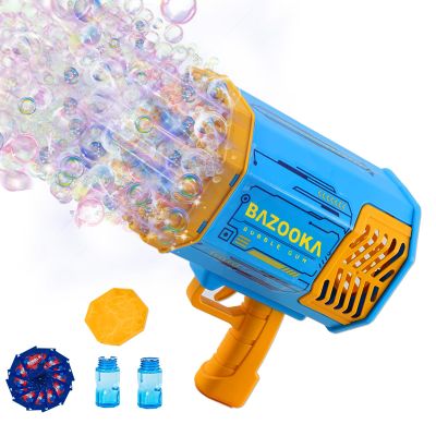 Petrella Toys Bubble Gun Bazooka Bubble Machine Gun 69 Hole Bubble Blaster Blower with Colored Lights Gifts for Kids Adults Outdoor Wedding Birthday Party Blue