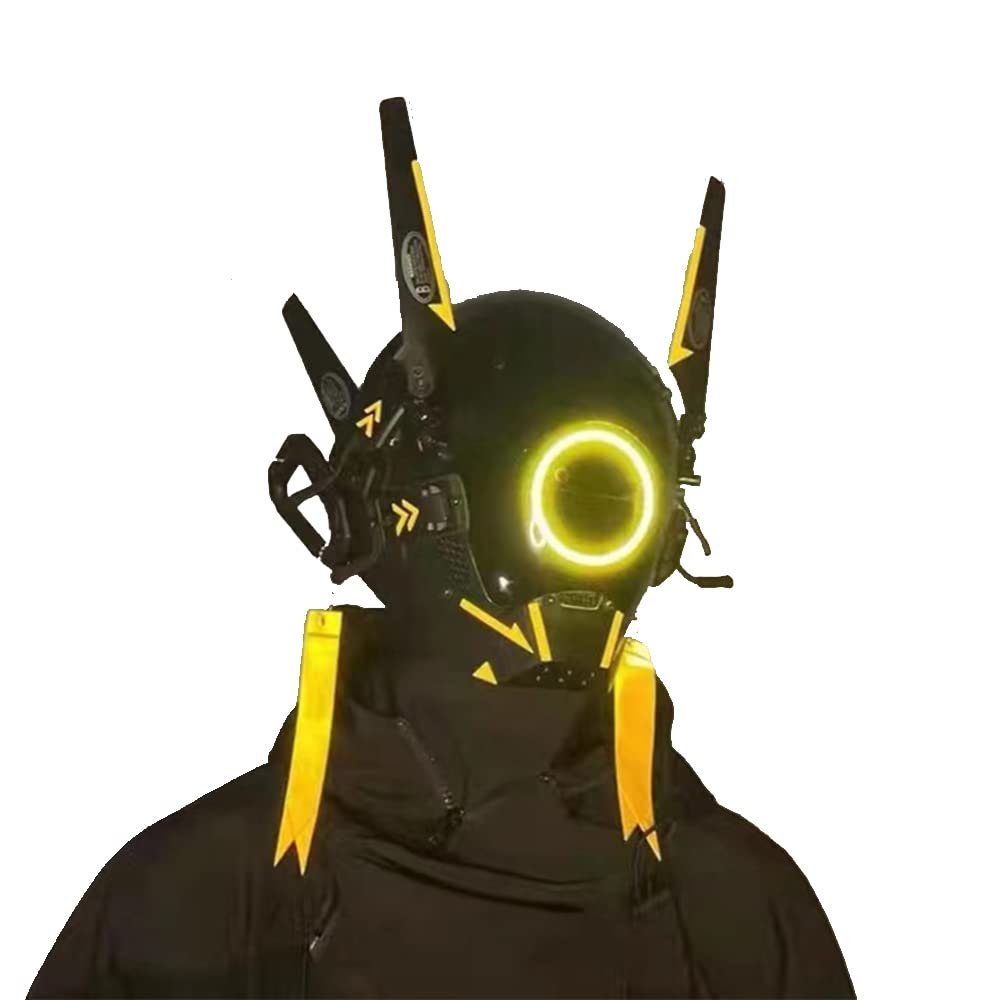 MAKSJIU Cosplay Role-playing Mask, Personalized LED Light-emitting Punk Mask, Cool Street Photography Cos Props