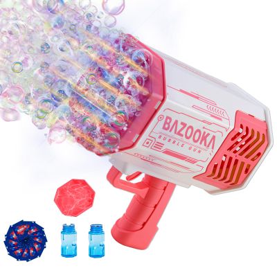 Petrella Toys Bubble Gun Bazooka Bubble Machine Gun 69 Hole Bubble Blaster Blower with Colored Lights Gifts for Kids Adults Outdoor Wedding Birthday Party Pink