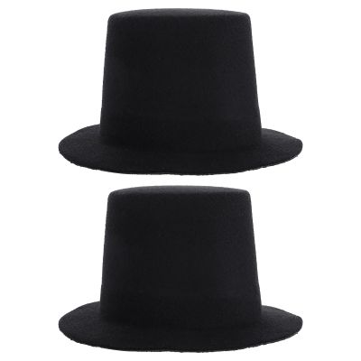 LABRIMP Miniature Top Hats for DIY Crafts 2 Pcs Small Doll Costume Accessories Felt Caps 5.31X5.31X2.75 Inch for Handmade Doll Outfits Snowman Decoration