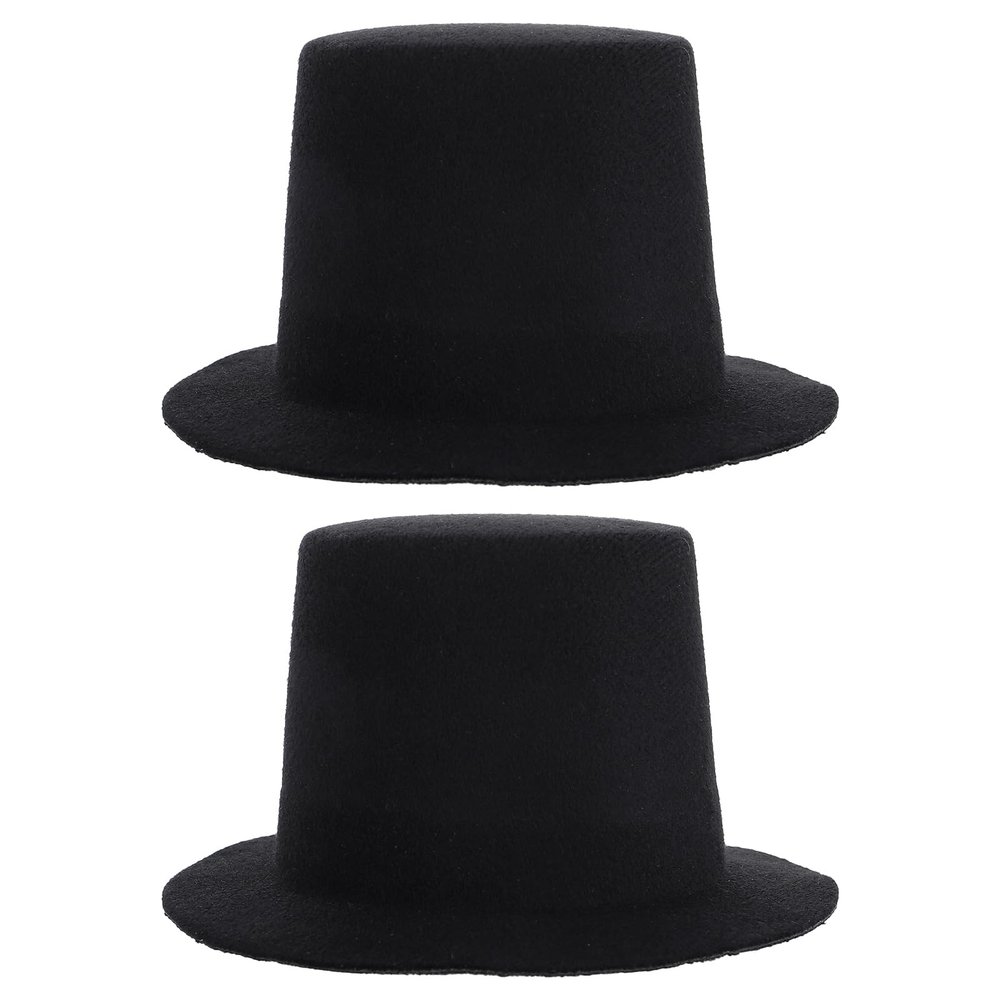 LABRIMP Miniature Top Hats for DIY Crafts 2 Pcs Small Doll Costume Accessories Felt Caps 5.31X5.31X2.75 Inch for Handmade Doll Outfits Snowman Decoration