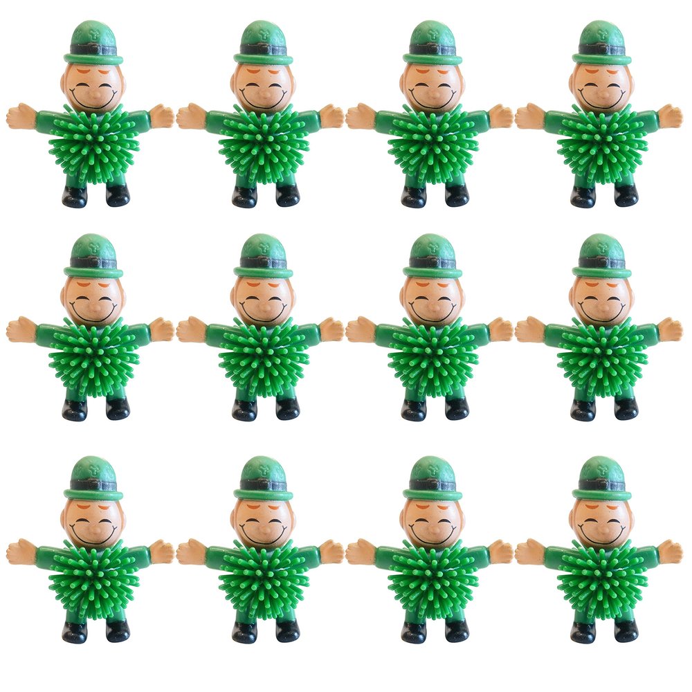 12Pcs St Patrick's Day Mini Leprechaun Toys,Squeeze Porcupine Toys Stress Relief Fidget Toy for Kids Boys St Patrick's Day Party Favor,Home Decor(Child)
