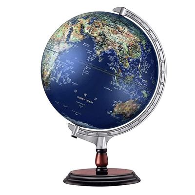 World Globe Newest World Globe with Blue Ocean Lighted Globe with Wood Stand 7.8" or 11.8" Diameter Tabletop Home Decor Globe Clear Text Marking