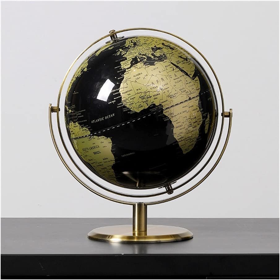 HRTC World Globe Black Ocean World Globe Metal Stand Metal Stand Globe Kids and Teachers Small Geography Globe Office Decoration Globe Clear Text Marking