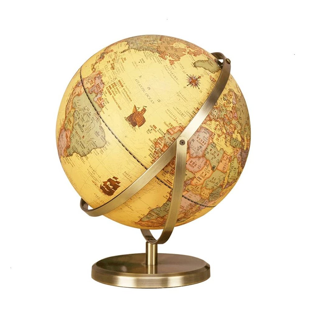 HRTC World Globe Newest World Globe 720 Rotating Geoluminescent Globe Retro Antique Globe with Metal Kids Globe Office Decoration Globe Clear Text Marking