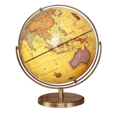 HRTC World Globe Newest World Globe 720 Rotating Geoluminescent Globe Retro Antique Globe with Metal Kids Globe Office Decoration Globe Clear Text Marking