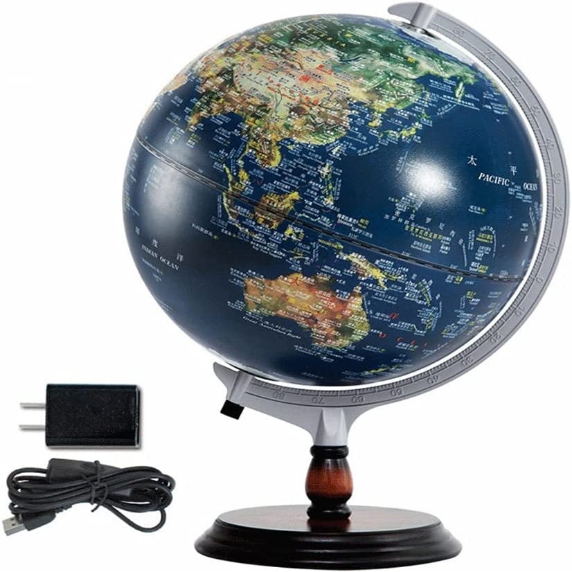 HRTC World Globe Newest World Globe Led Lighted Globe Desktop Education Globe Earth Geography Globe 12 Inch Office Decoration Globe Clear Text Marking