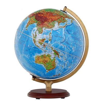 HRTC World Globe World Globe with Wooden Stand, 2 in 1 Luminous Children's Globe with Luminous Interactive Learning Earth Map Globe Clear Text Marking