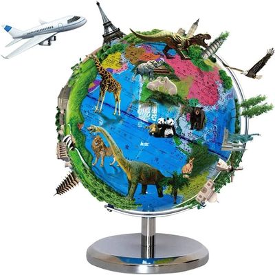 HRTC World Globe 9.8 Inch Globe Blue Ocean World Globe with Metal Base Desktop Education Globe Teacher Kids Globe Office Decoration Clear Text Marking