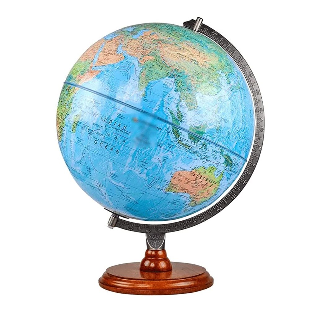 HRTC World Globe Creative Globe with Metal Stand Embossed World Globe Educational World Globe Teacher Kids Globe 12 Inch Office Decoration Clear Text Marking