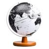 HRTC World Globe Newest Version Black and White World Globe 3D Stereo with Wood Stand Lighted Led Rotating Kids Globe 7.8 Inch Diameter Clear Text Marking view 1
