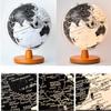 HRTC World Globe Newest Version Black and White World Globe 3D Stereo with Wood Stand Lighted Led Rotating Kids Globe 7.8 Inch Diameter Clear Text Marking view 3