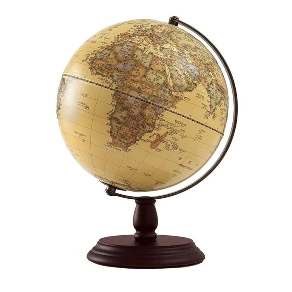 HRTC World Globe Newest World Globe Raised 3D Embossed Lighting Led Lighted Globe Retro Globe, World Globe with Wooden Stand Clear Text Marking
