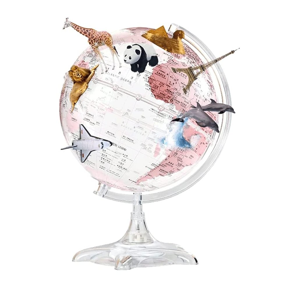 HRTC World Globe 8.5 Inch World Globe Ar Automatic 360 Rotating Globe with World Map Educational Globe Office Decoration Globe Clear Text Marking