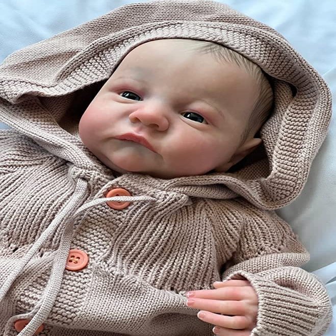KAWAYII Full Body Vinyl 50CM Reborn Toddler Boy Premie Baby Genesis Hand Painted Doll Cute Lifelike Silicone Doll Babies Accessories Gift for Kids (Silicone Body)