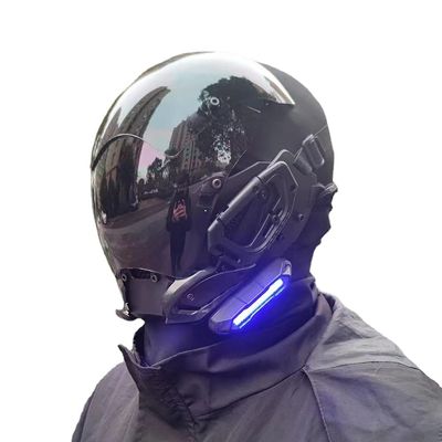 MAKSJIU Personalized black punk mask, Halloween party headwear, role playing LED luminous cool mask