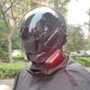 MAKSJIU Personalized black punk mask, Halloween party headwear, role playing LED luminous cool mask view 4