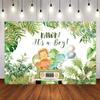 Avezano Dinosaur Baby Shower Party Decorations Backdrop for Boy Cartoon Dino It's a Boy Background for Baby Shower Jungle Palm Leaves Theme Dessert Table Banner (8x6ft) view 1