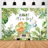 Avezano Dinosaur Baby Shower Party Decorations Backdrop for Boy Cartoon Dino It's a Boy Background for Baby Shower Jungle Palm Leaves Theme Dessert Table Banner (8x6ft) view 2