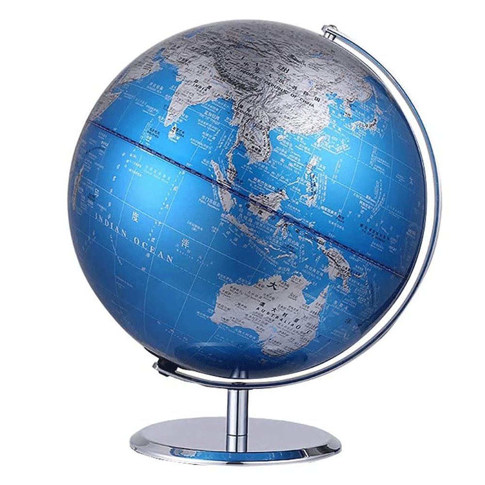 Globe The Latest Blue World Globe Seven Continents and Four Oceans Desk Globe with Stainless Steel Non-Slip Base Bracket Globe Globe for Decor