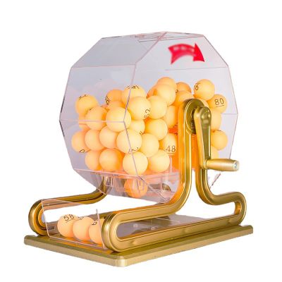LBWF Manual Lottery Machine, Hand Crank Ball Number Selector, Including Acrylic Bingo Cage, 100 Pcs Ball, Roulette Wheel Bingo Game Set, for Entertainment Venues, Shopping Malls, Supermarkets