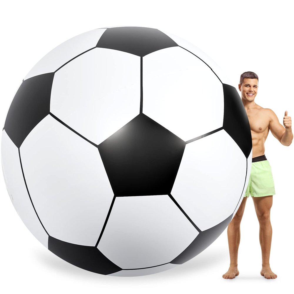 Lewtemi Big Inflatable Giant Soccer Ball Large Inflatable Beach Sport Ball Pool Party Decoration Toys Oversized Jumbo Beach Toy for Pool Water Sports Games(6.5 ft)