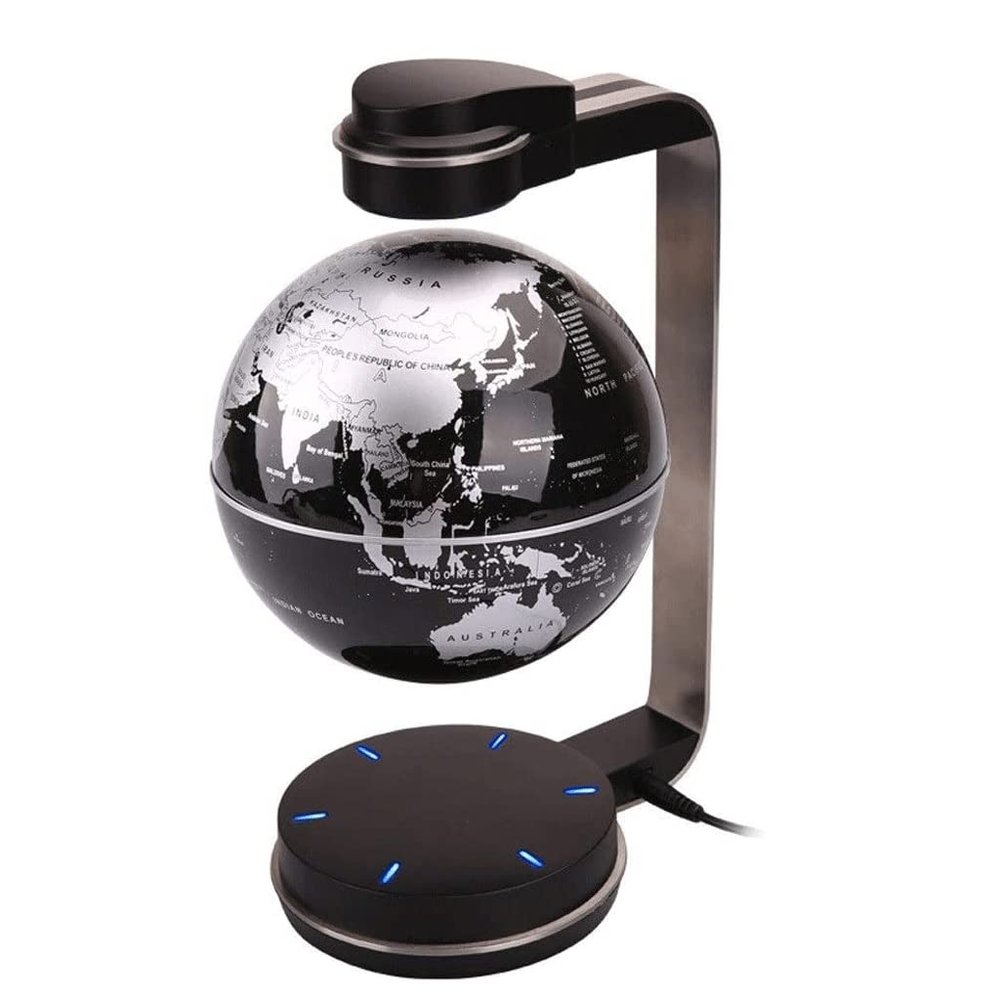 OLOTU Globe Newest Globe Magnetic Levitation Floating World Map Globe, Best Business Gift, Silver Black Decoration World Globe Globe for Decor