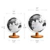 OLOTU Globe Newest Version Black and White World Globe 3D Stereo with Wood Stand Lighted Led Rotating Kids Globe 7.8 Inch Diameter Globe for Decor view 2