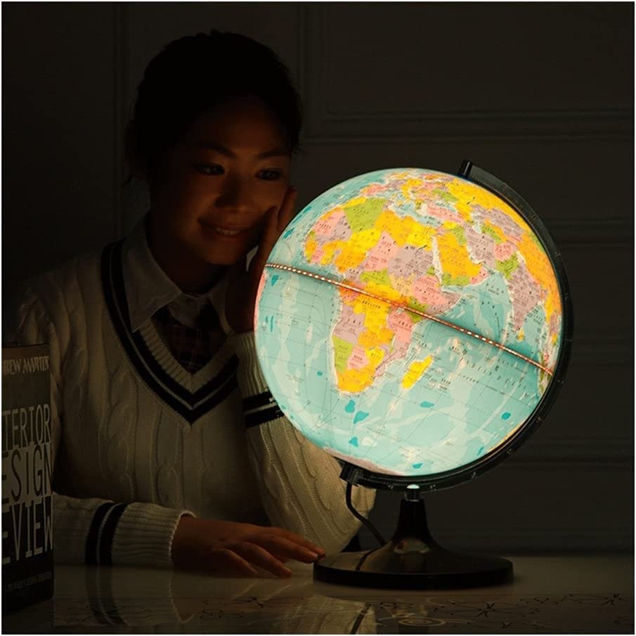 Globe 12.5 Inch World Globe with Stand and Magnifying Glass Light Up Globe Educational World Globe Kids Globe Office Decor Globe for Decor