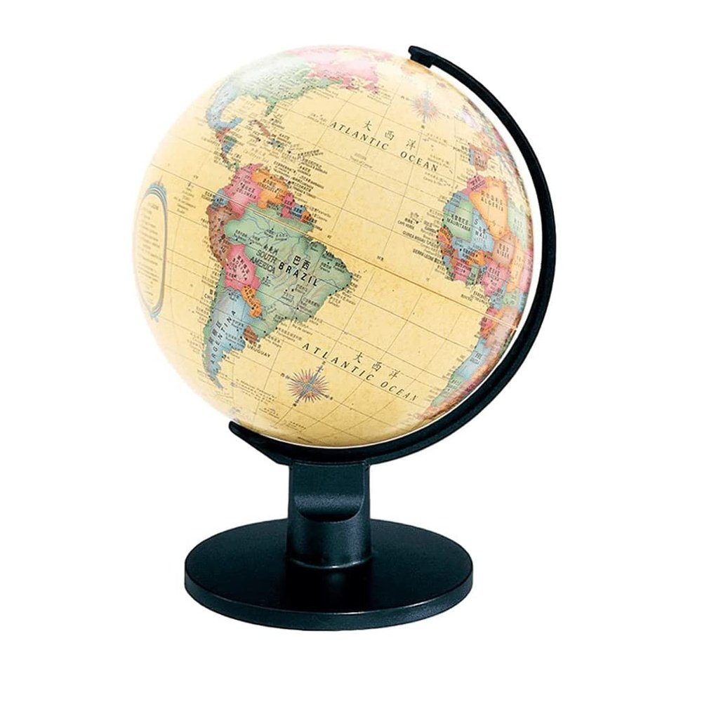 OLOTU Globe Classic Newest Edition World Globe Retro Antique Globe Mini Political Vertical Axis Rotating Globe Kids Decoration Globe Globe for Decor