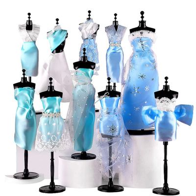 soputry Dress Design Craft Making Kit, Fashion Designer Kits for Girls with Mannequins Clothing Creative DIY Art Craft Toys, Doll Clothes Sewing Kit for Girls Ages 6-12+ Birthday Gift (Blue+Cyan)