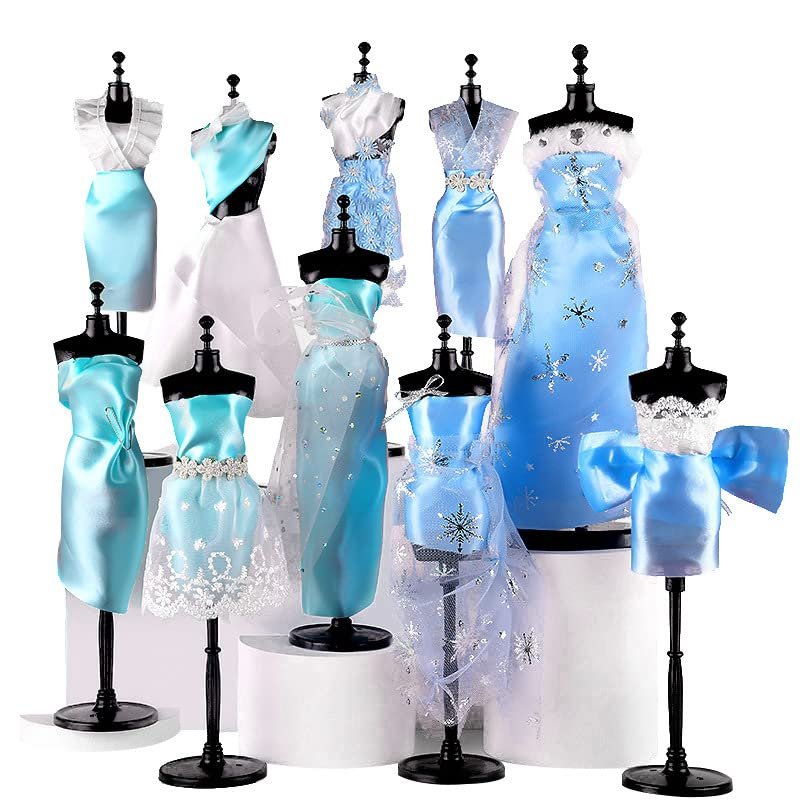 soputry Dress Design Craft Making Kit, Fashion Designer Kits for Girls with Mannequins Clothing Creative DIY Art Craft Toys, Doll Clothes Sewing Kit for Girls Ages 6-12+ Birthday Gift (Blue+Cyan)