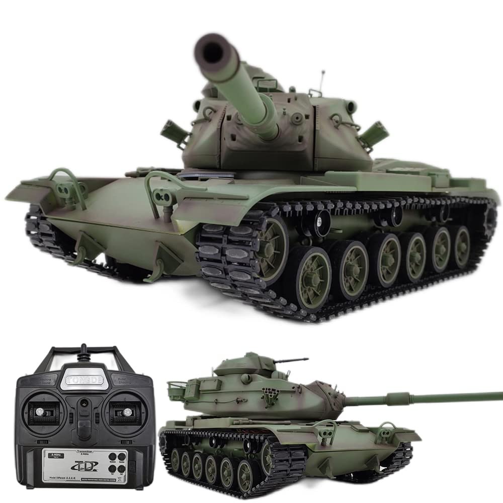 Ssccgym Remote Control Heavy Tank M60A3 RC Battle War Military Vehicle Simulation Smoke Shooting Sound Effect Collection Entry-Level Model 25.2Inch Large