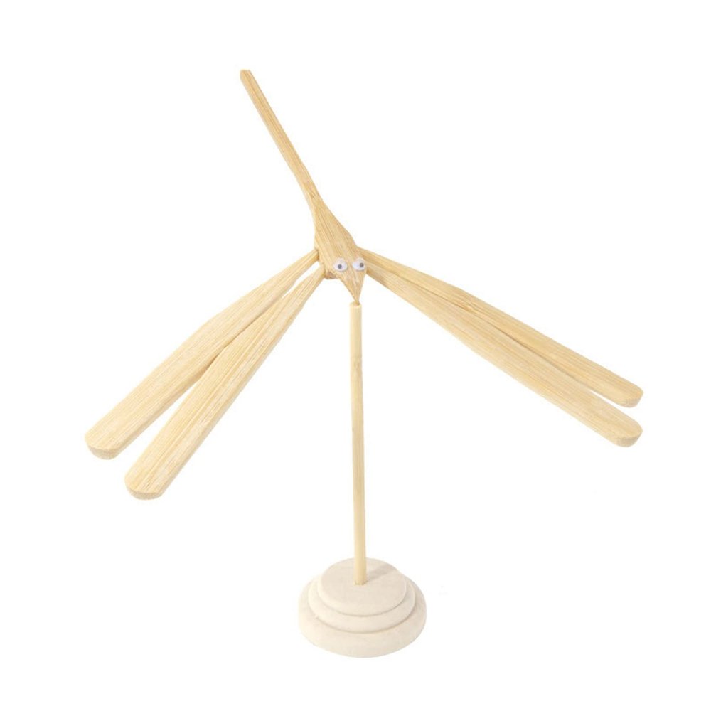 Wooden Balance Physics Toy Bamboo Dragonfly Toy Kinetic Art Balance Toy Balancing Decompressive Science Home Office Toy for Desk Decor Toy Home Decor Birthday Gifts Christmas Stocking Stuffers Woode